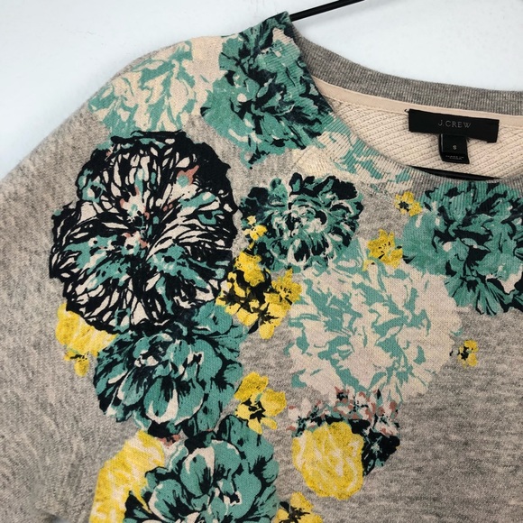 J Crew • Grey Floral Print Crewneck Sweatshirt - Picture 4 of 8